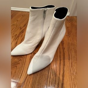 White leather booties